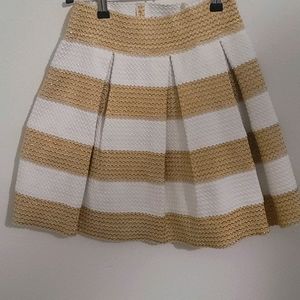 Gold and white skater skirt